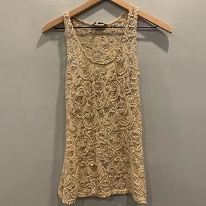 Gold lace tank top